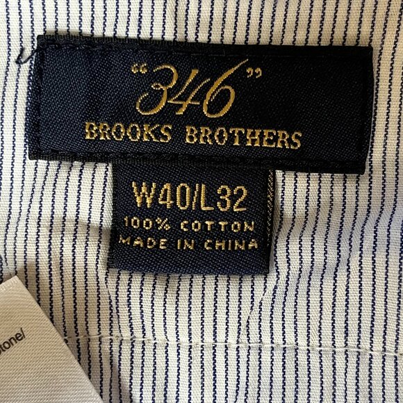 Brooks Brothers 346 Men's Chinos Pants 40x31.5 Flat Front Beige Khaki Cotton - Picture 4 of 10